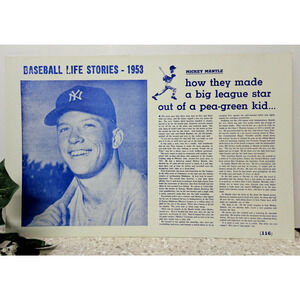 Vintage Poster - Baseball - Baseball Life stories - Mickey Mantle - Yankees